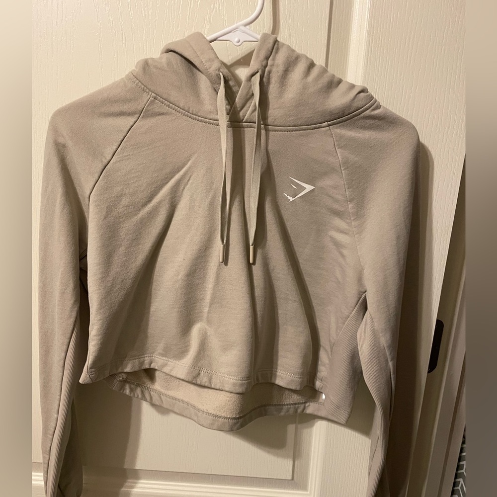 Tan Gymshark Cropped Hoodie